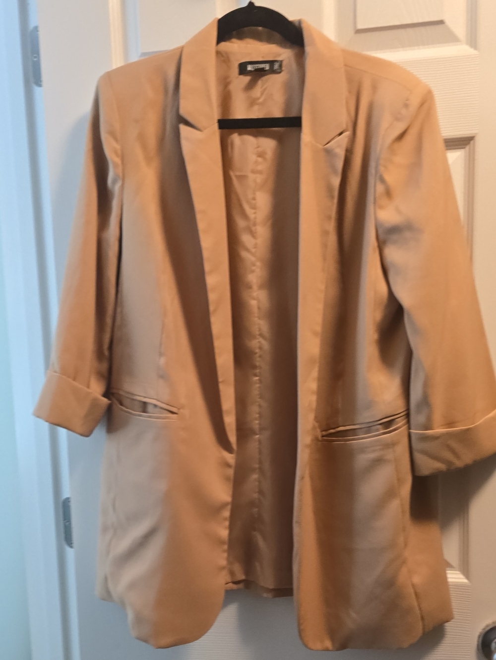 Missguided - Tan Open-Front Longline Blazer
